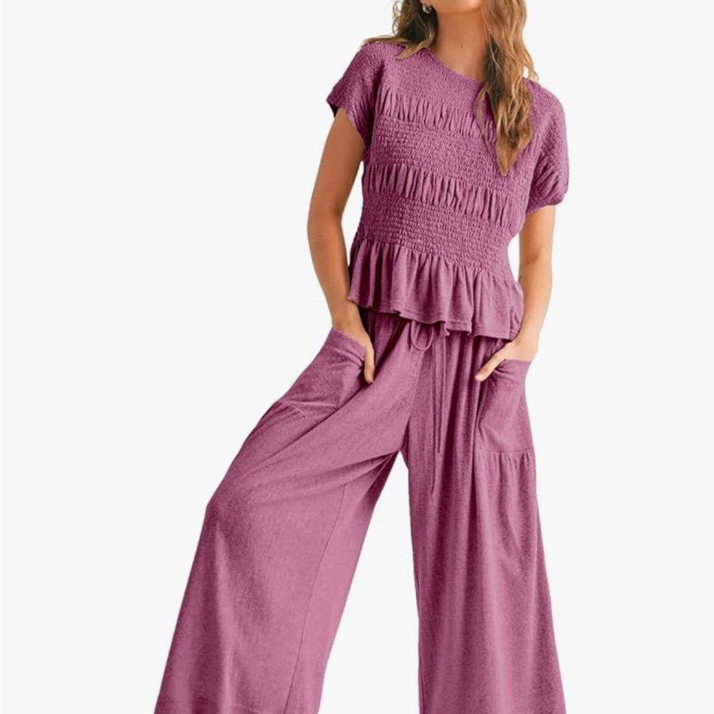 NWT- S Amazon Women's Dusty Rose Smocked Blouse
